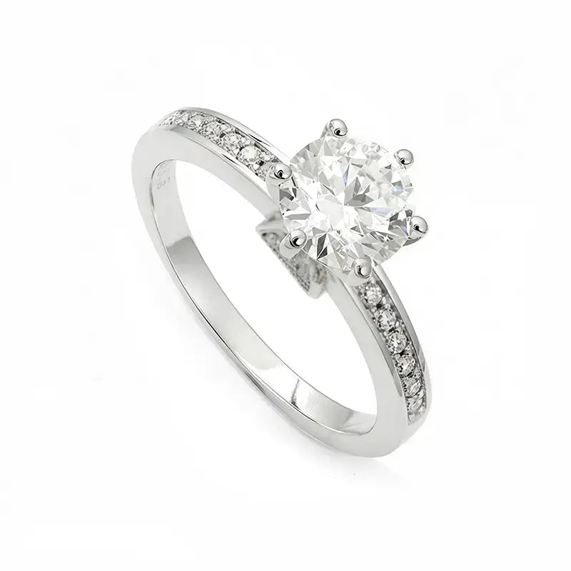 S925 Silver Light Luxury 1ct Cultivated Diamond Six‑Prong Ring