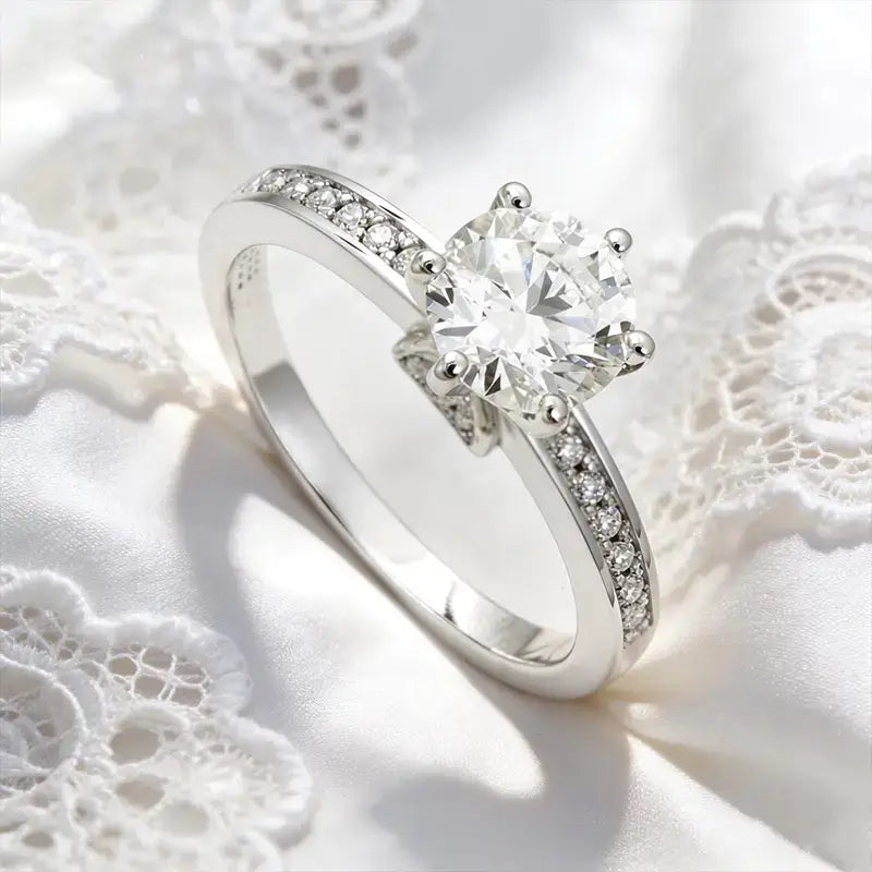 S925 Silver Light Luxury 1ct Cultivated Diamond Six‑Prong Ring