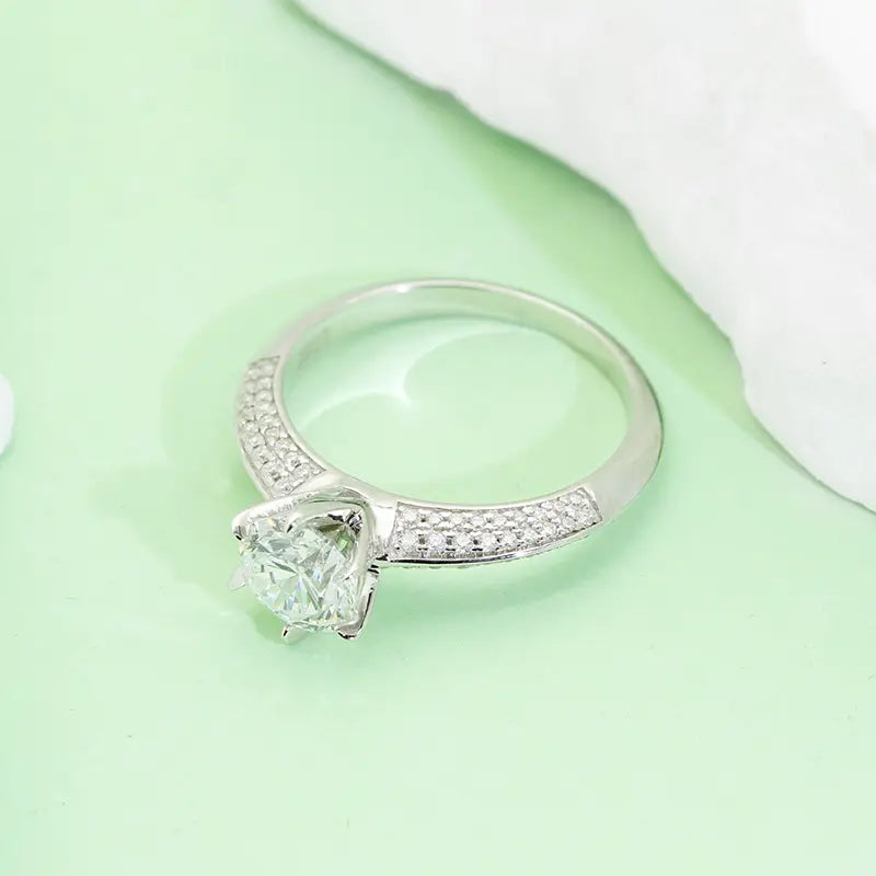 S925 Silver Light Luxury 1ct Cultivated Diamond Six‑Prong Ring