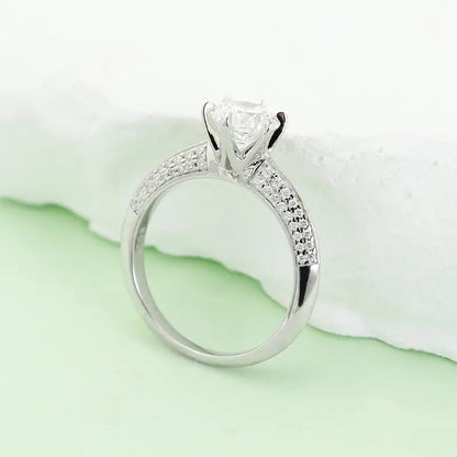 S925 Silver Light Luxury 1ct Cultivated Diamond Six‑Prong Ring