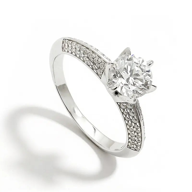 S925 Silver Light Luxury 1ct Cultivated Diamond Six‑Prong Ring