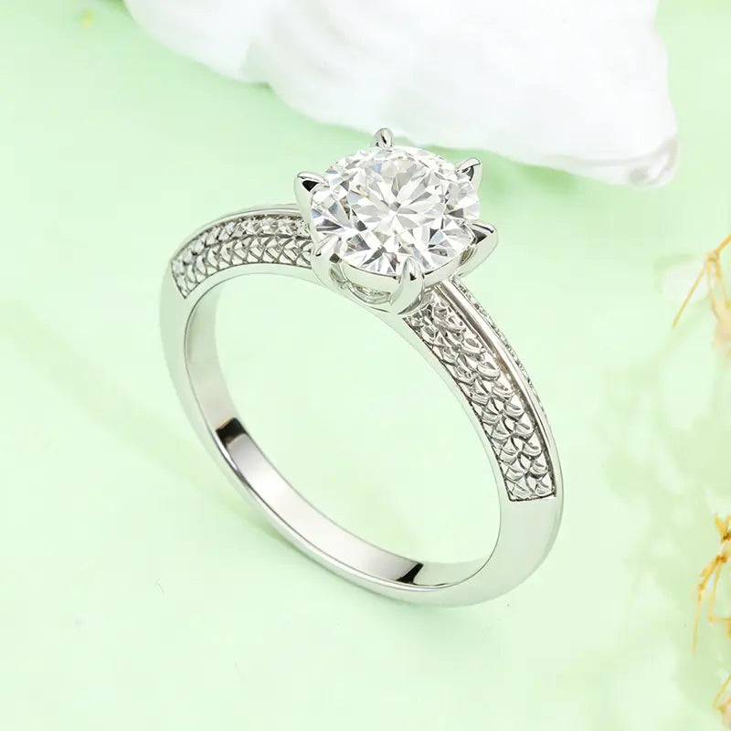 S925 Silver Light Luxury 1ct Cultivated Diamond Six‑Prong Ring