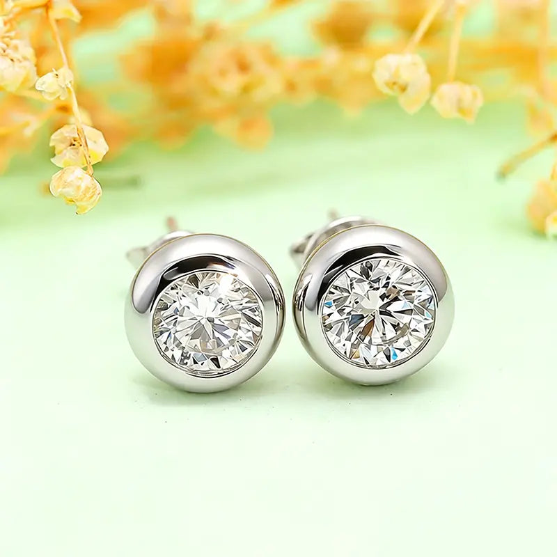 S925 Silver Bubble Style 1ct Lab Grown Diamond Stud Earrings