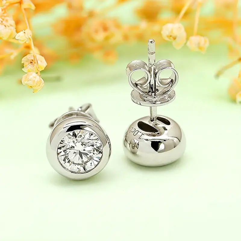S925 Silver Bubble Style 1ct Lab Grown Diamond Stud Earrings