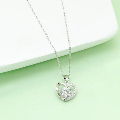 S925 Silver Heart Kiss Lab Diamond Diamond Necklace