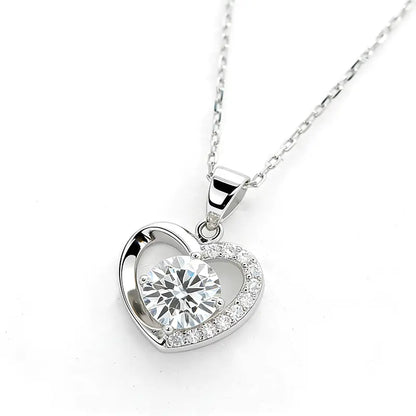 S925 Silver Heart Kiss Lab Diamond Diamond Necklace