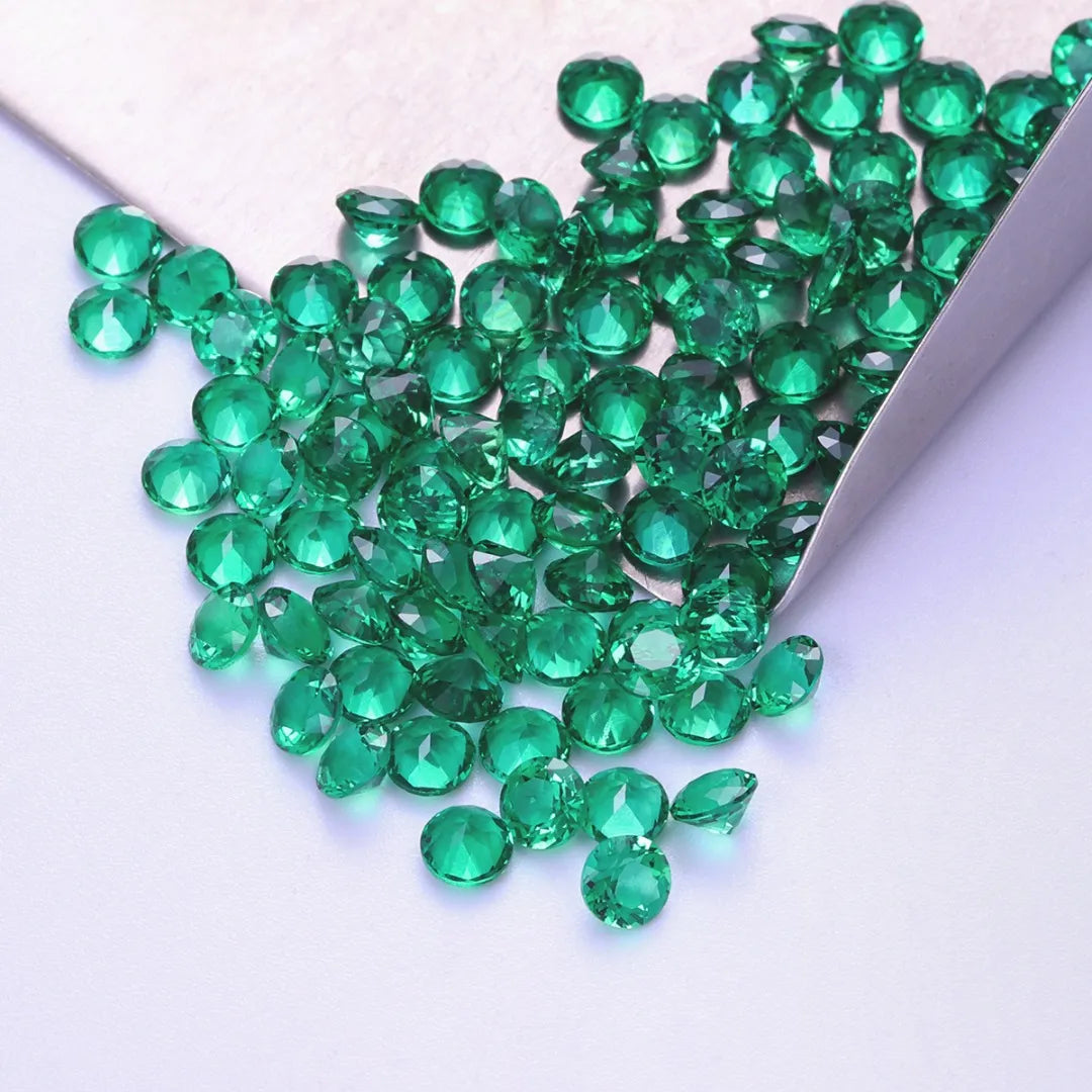 5A Lab Grown Zambian Emerald Round Loose Gemstones| Small Size 0.8-3.0mm