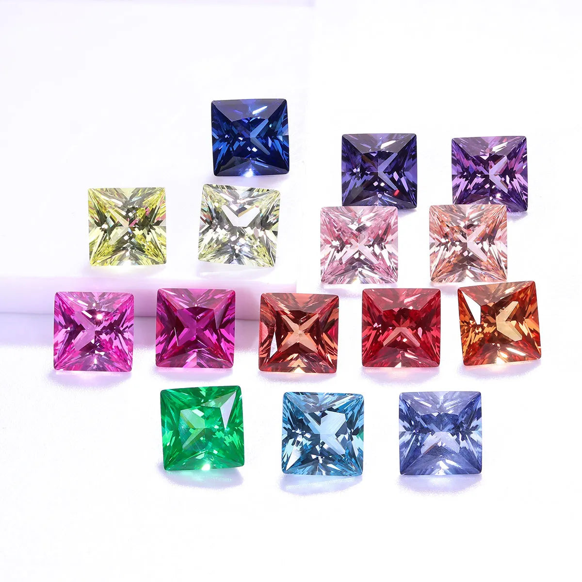 Princess Cut Flame‑Fusion Lab Grown Loose Gemstones Multi‑Color Ruby Sapphire Aquamarine Certified Stone