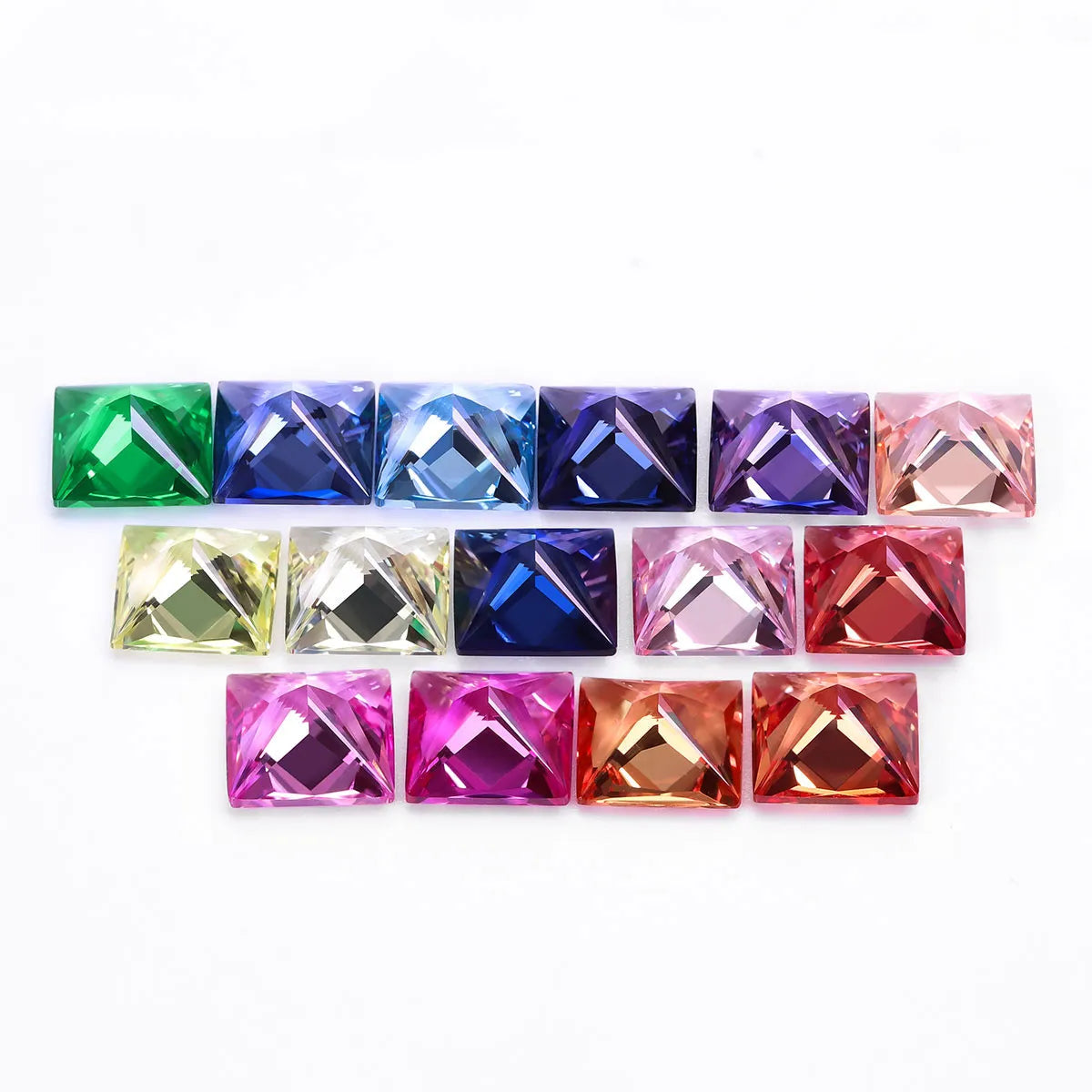 Princess Cut Flame‑Fusion Lab Grown Loose Gemstones Multi‑Color Ruby Sapphire Aquamarine Certified Stone