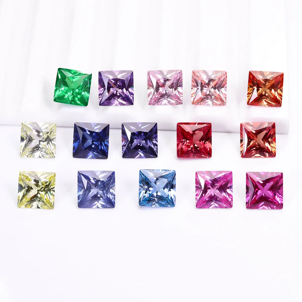 Princess Cut Flame‑Fusion Lab Grown Loose Gemstones Multi‑Color Ruby Sapphire Aquamarine Certified Stone