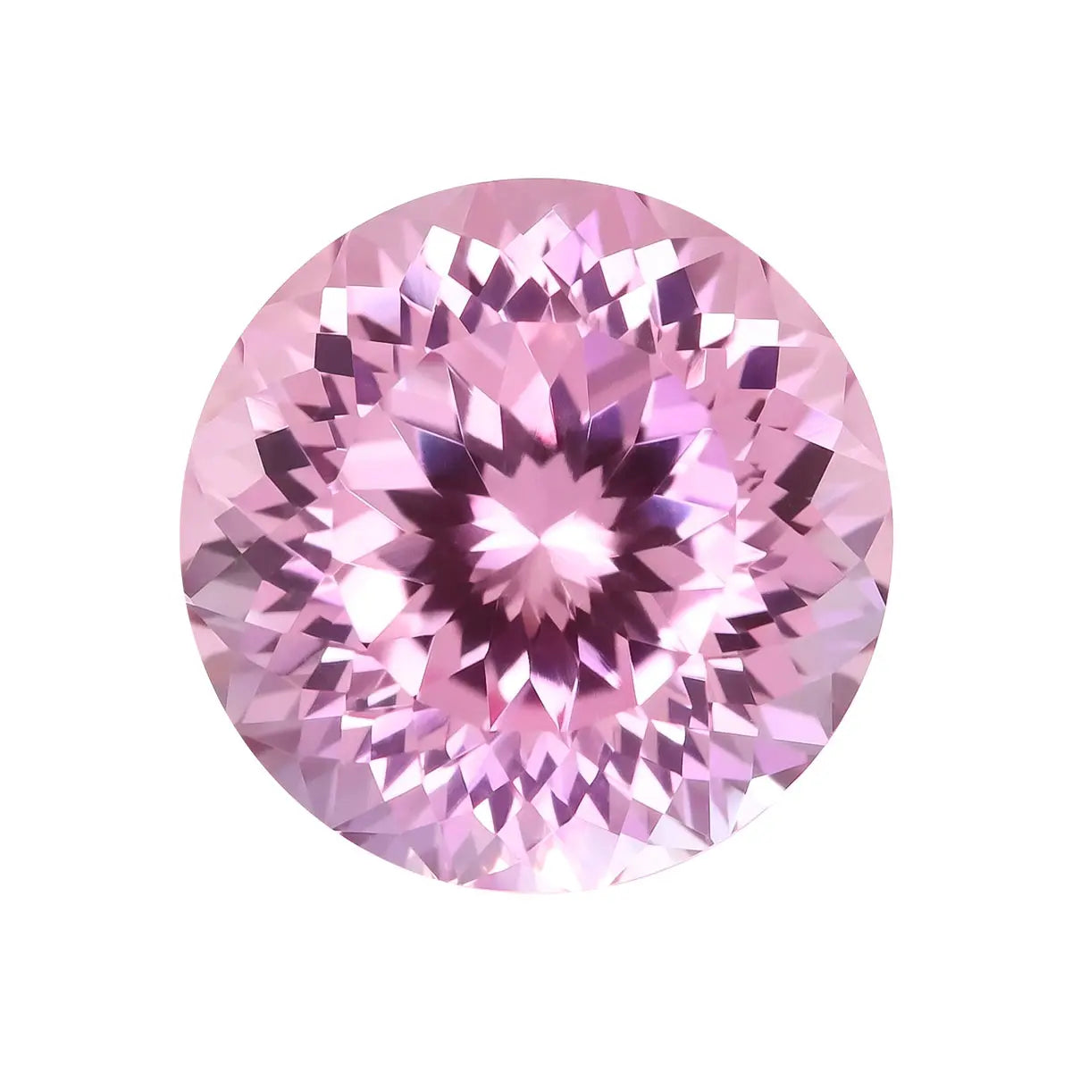 Round 100-Facet Precision Cut Pink Morganite Corundum Loose Gemstone