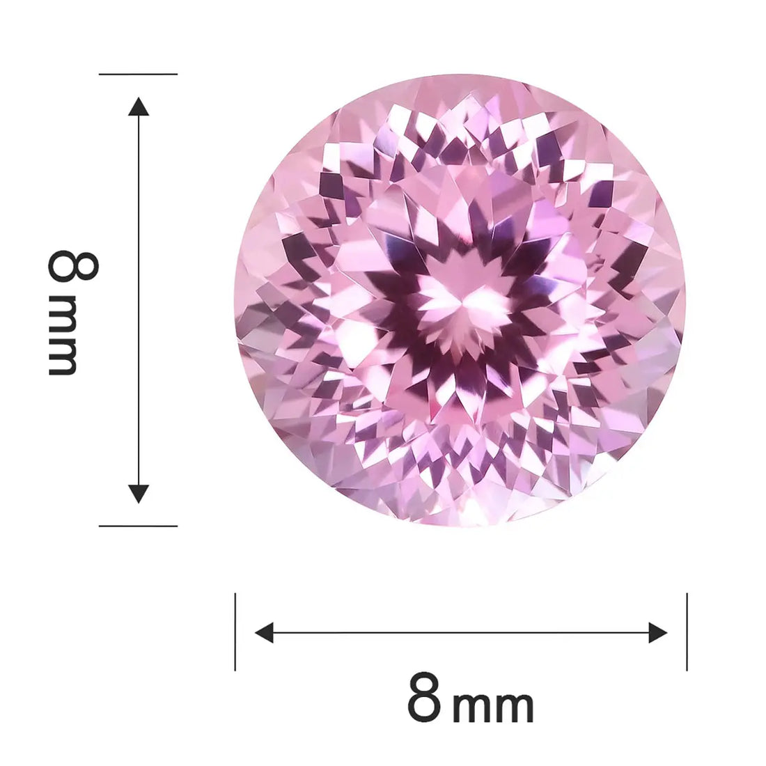 Round 100-Facet Precision Cut Pink Morganite Corundum Loose Gemstone