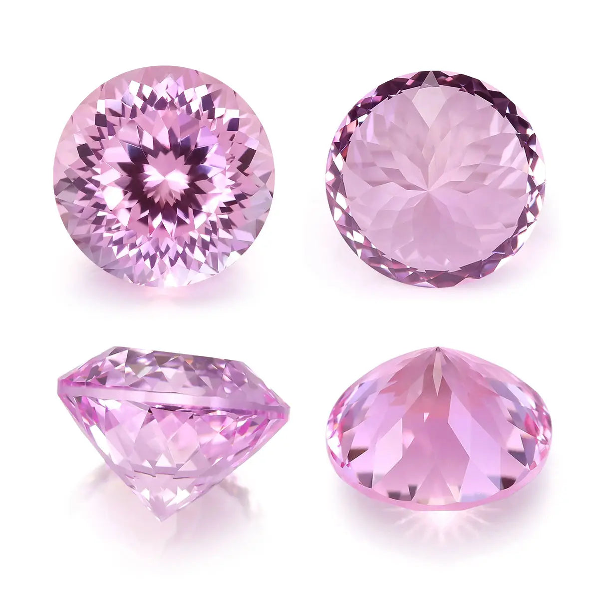 Round 100-Facet Precision Cut Pink Morganite Corundum Loose Gemstone