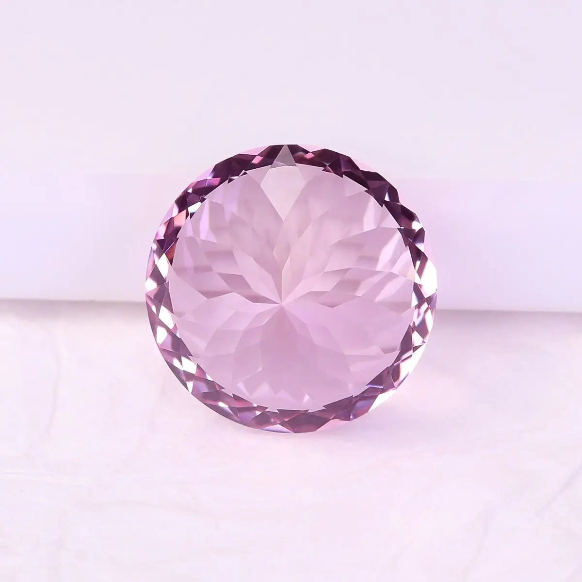 Round 100-Facet Precision Cut Pink Morganite Corundum Loose Gemstone