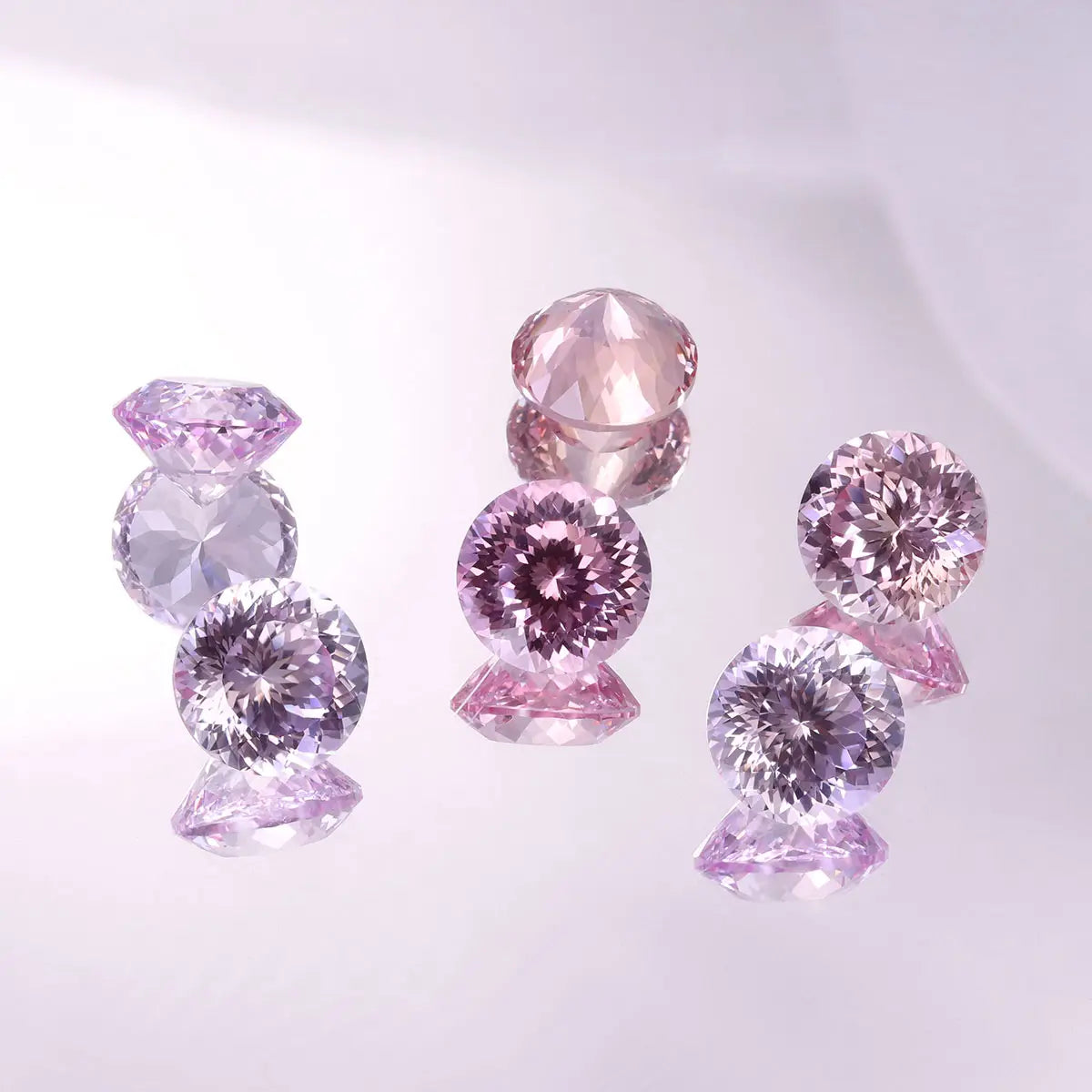 Round 100-Facet Precision Cut Pink Morganite Corundum Loose Gemstone