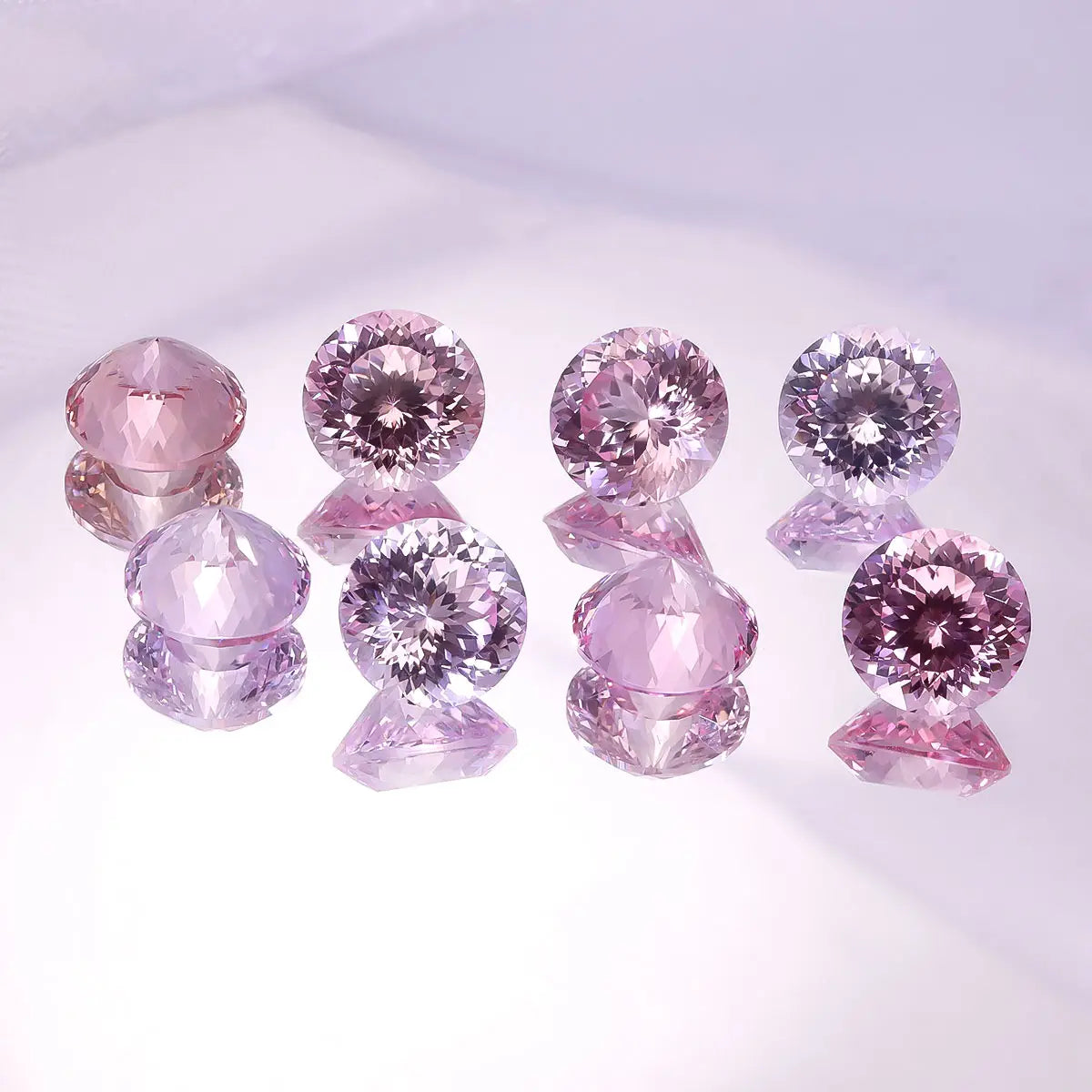 Round 100-Facet Precision Cut Pink Morganite Corundum Loose Gemstone