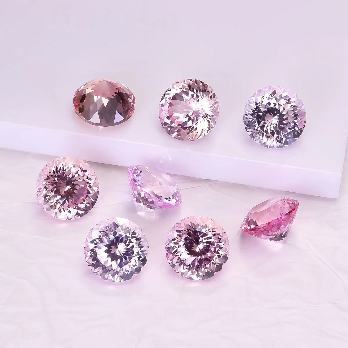 Round 100-Facet Precision Cut Pink Morganite Corundum Loose Gemstone