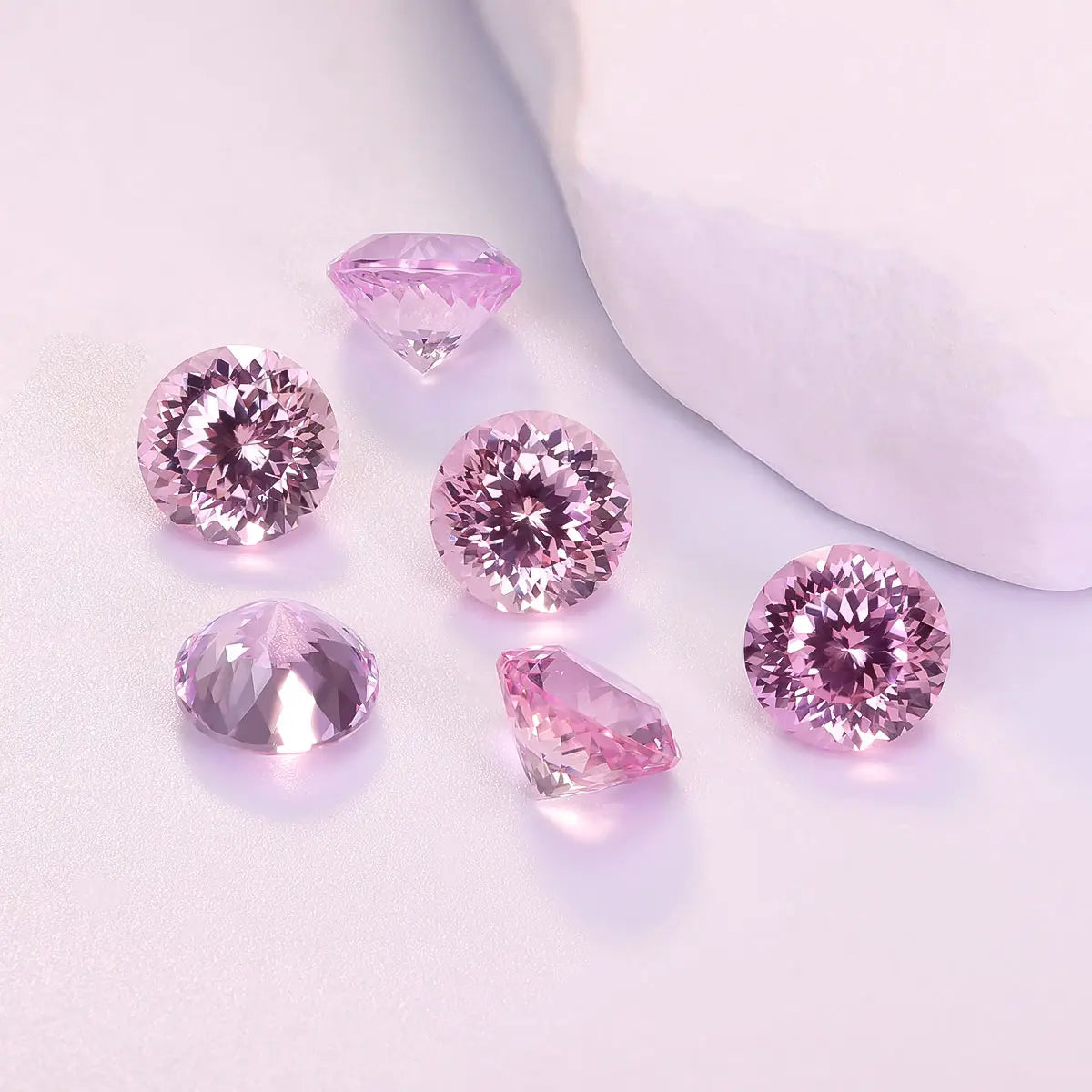 Round 100-Facet Precision Cut Pink Morganite Corundum Loose Gemstone