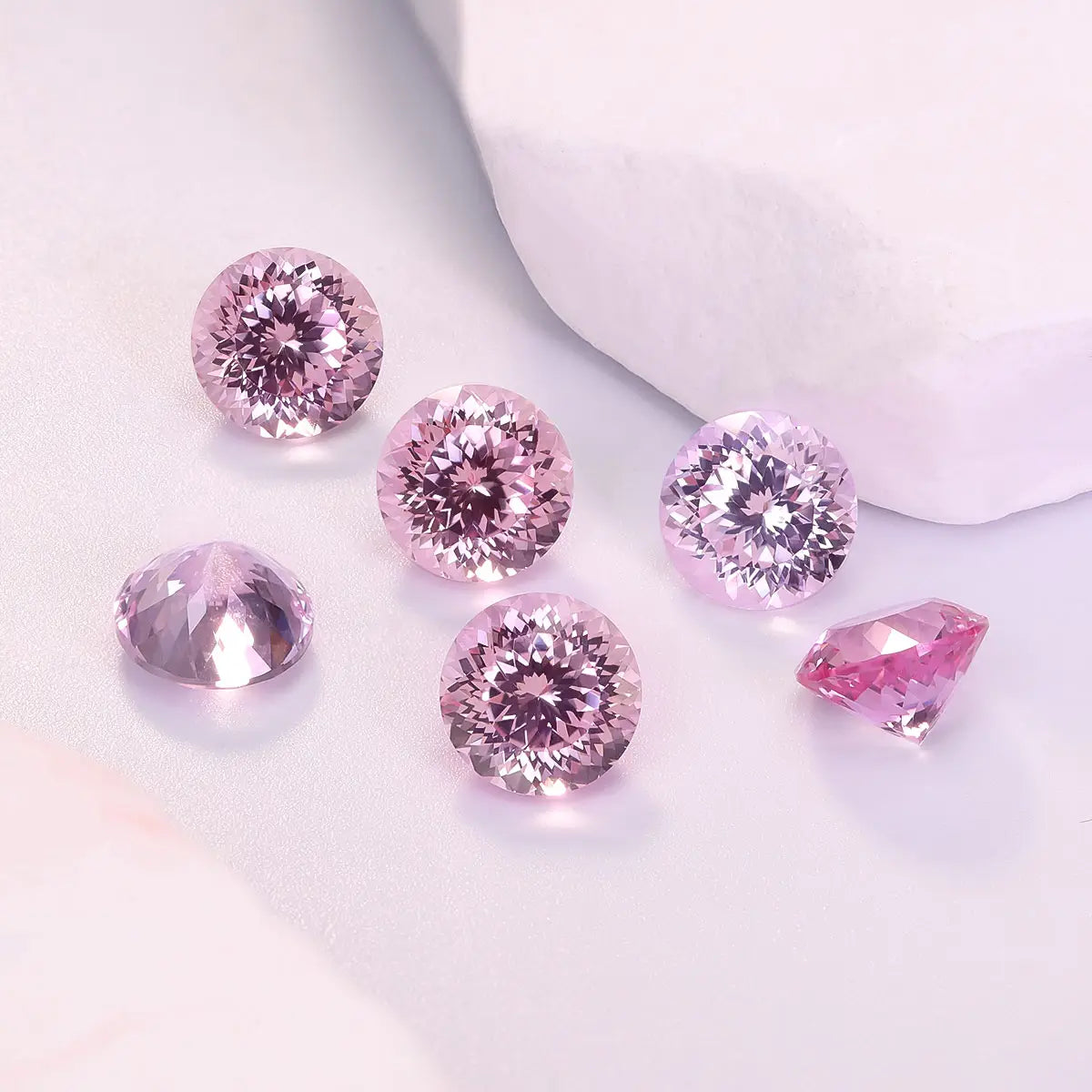 Round 100-Facet Precision Cut Pink Morganite Corundum Loose Gemstone