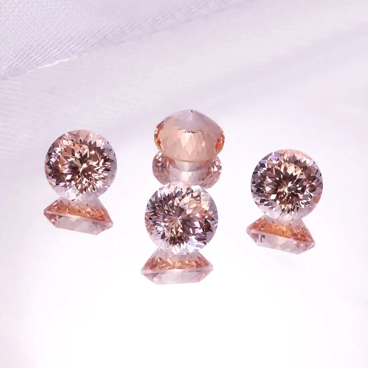 Round 100-Facet Precision Cut Morgan Orange Corundum Loose Gemstone