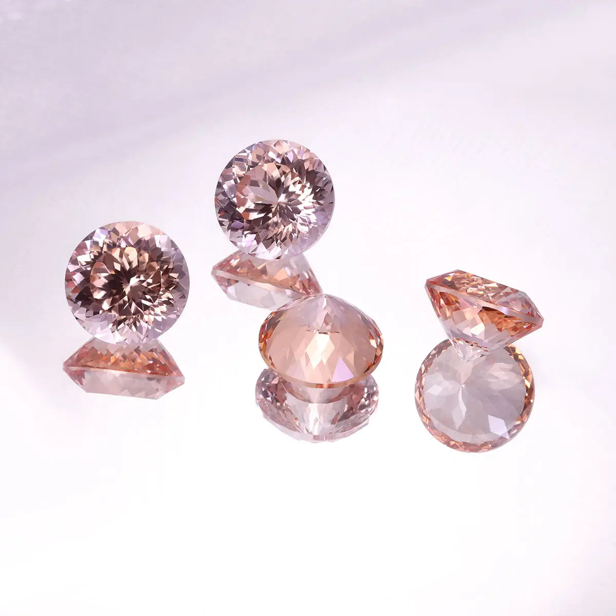 Round 100-Facet Precision Cut Morgan Orange Corundum Loose Gemstone