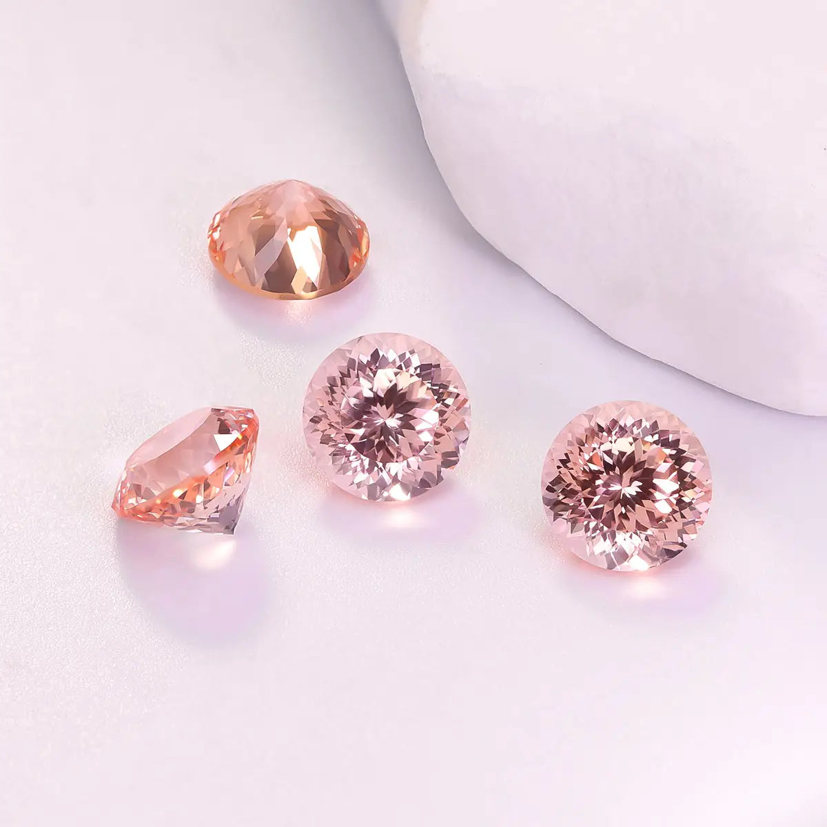 Round 100-Facet Precision Cut Morgan Orange Corundum Loose Gemstone