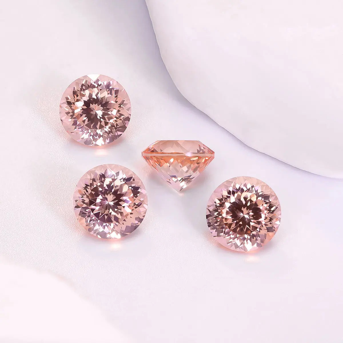 Round 100-Facet Precision Cut Morgan Orange Corundum Loose Gemstone