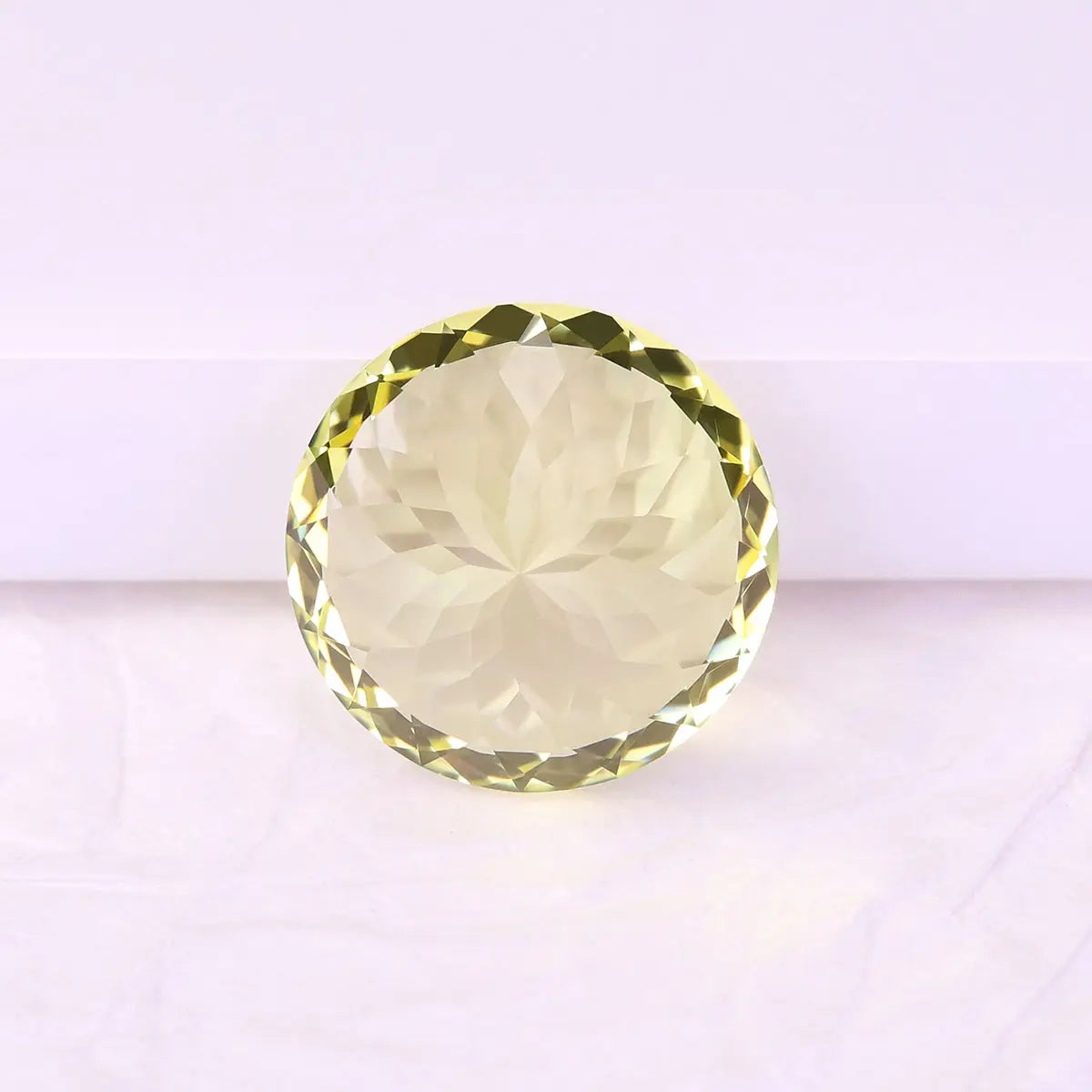 Round 100-Facet Precision Cut Yellow Sapphire Corundum Loose Gemstone
