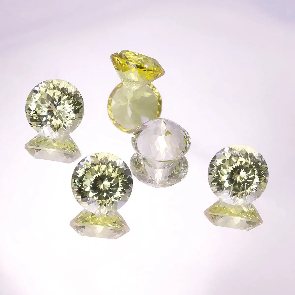Round 100-Facet Precision Cut Yellow Sapphire Corundum Loose Gemstone