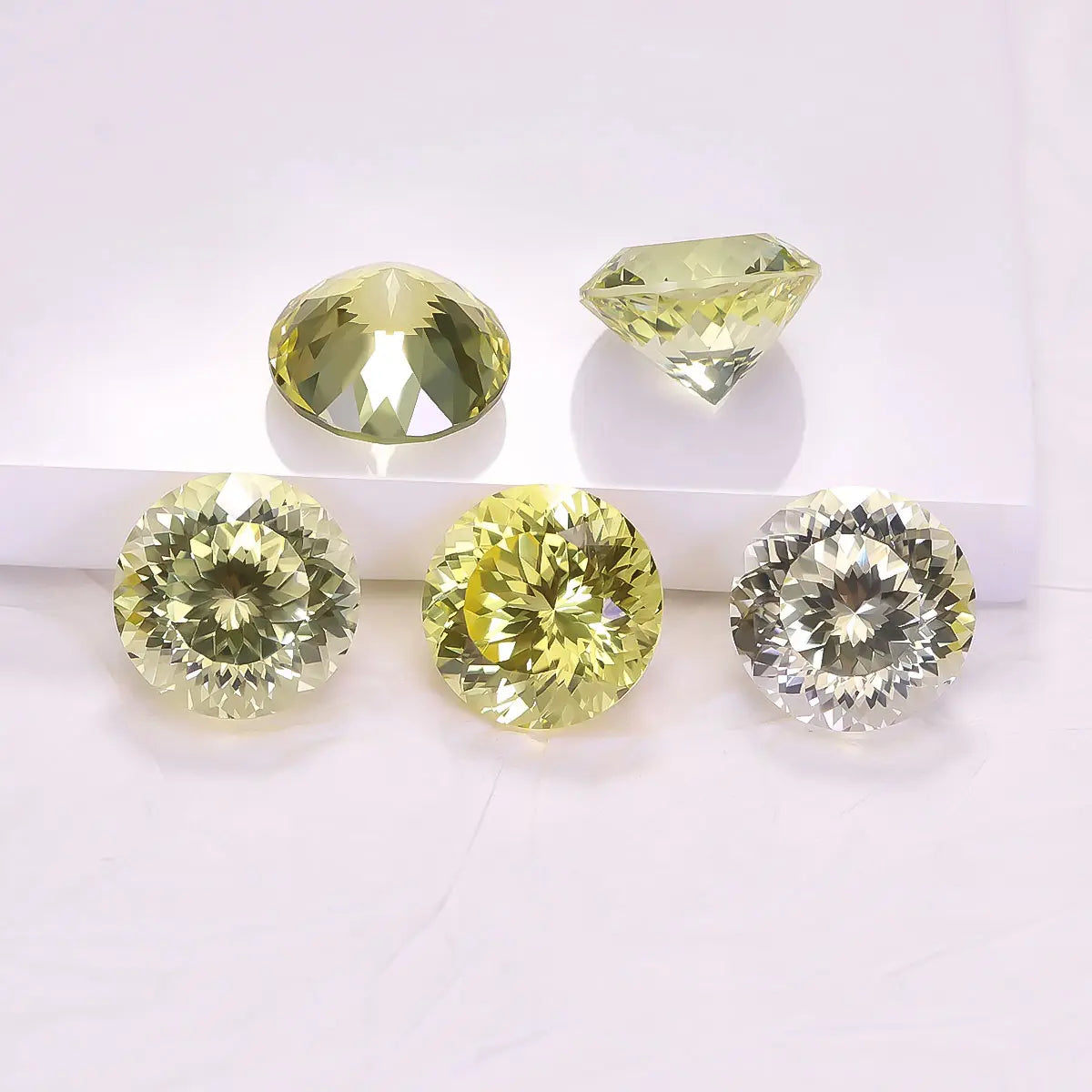 Round 100-Facet Precision Cut Yellow Sapphire Corundum Loose Gemstone