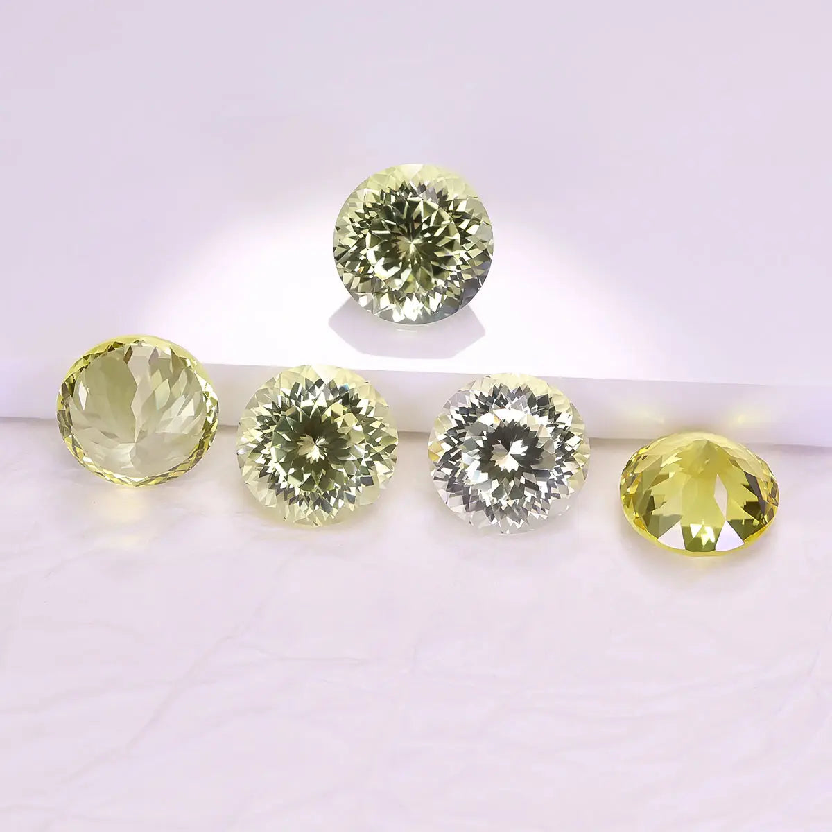 Round 100-Facet Precision Cut Yellow Sapphire Corundum Loose Gemstone