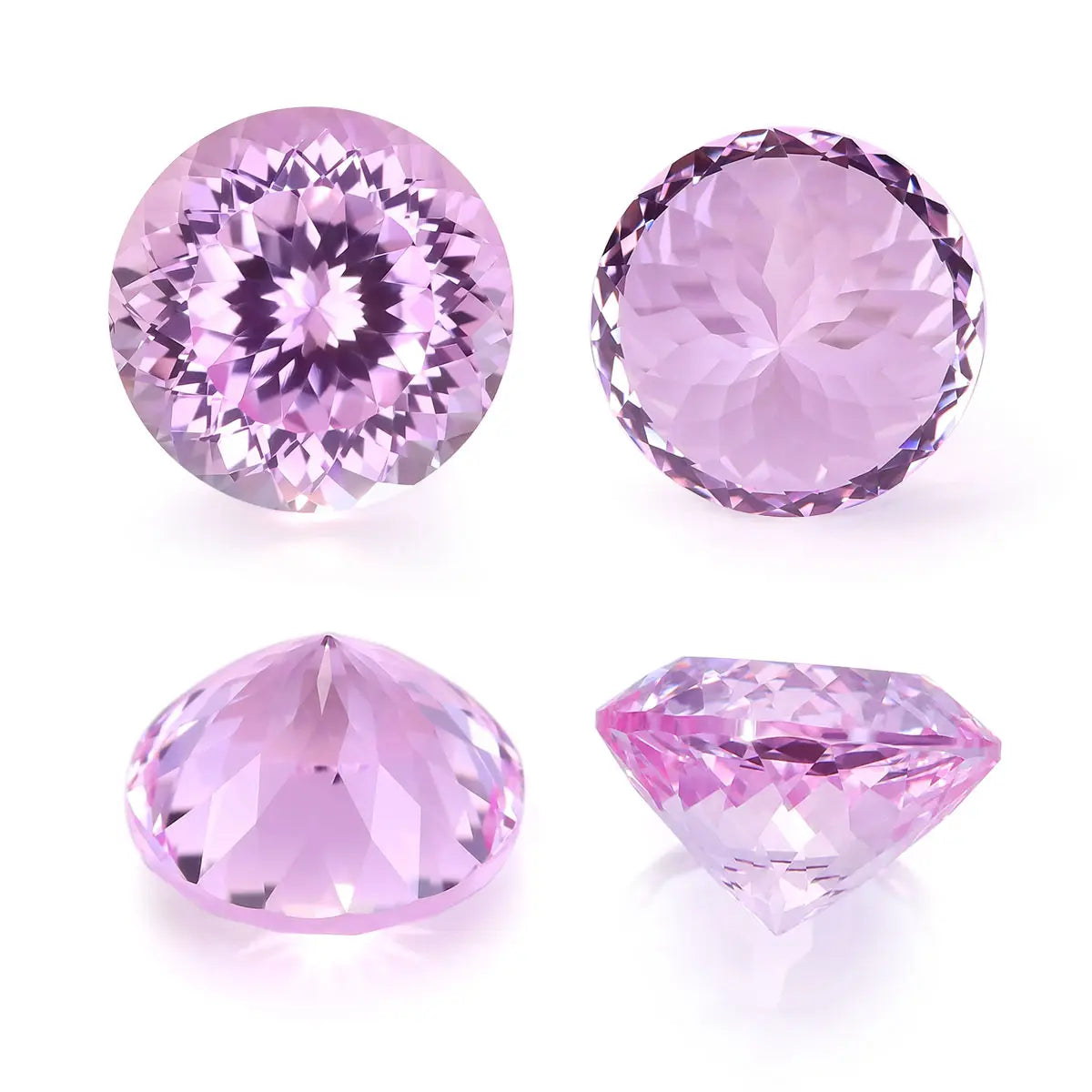 Round 100-Facet Precision Cut Pink Sapphire Corundum Loose Gemstone