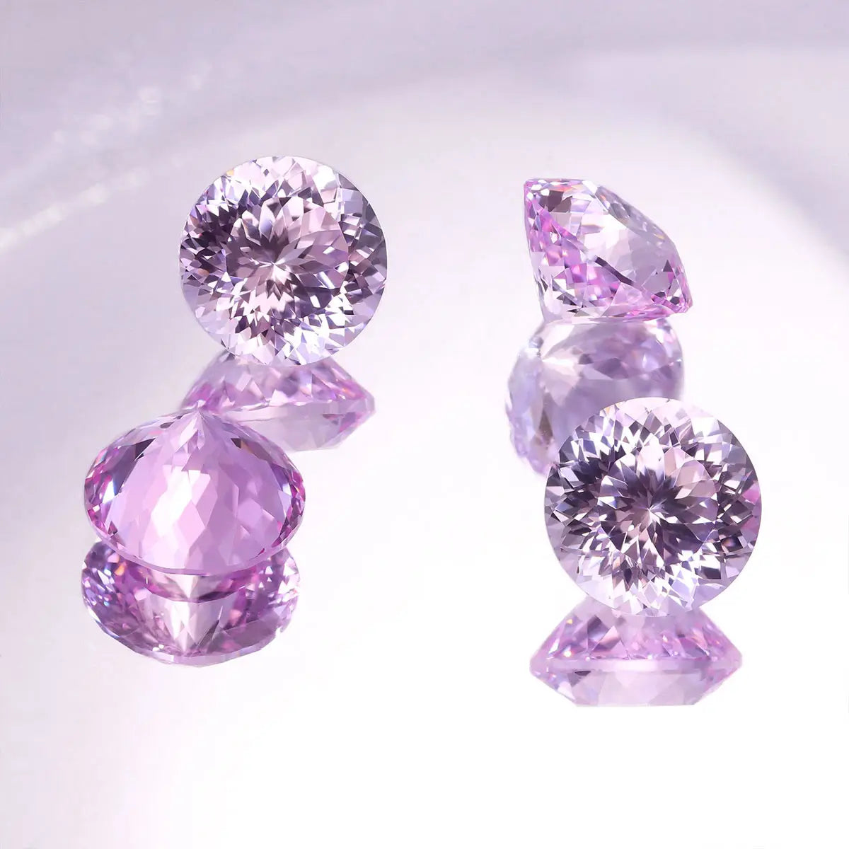 Round 100-Facet Precision Cut Pink Sapphire Corundum Loose Gemstone