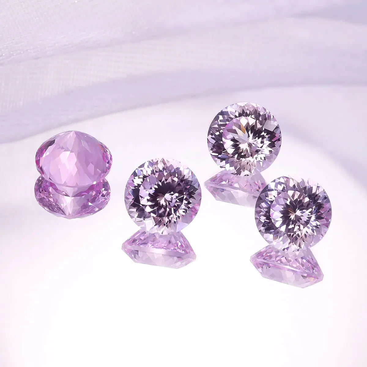 Round 100-Facet Precision Cut Pink Sapphire Corundum Loose Gemstone