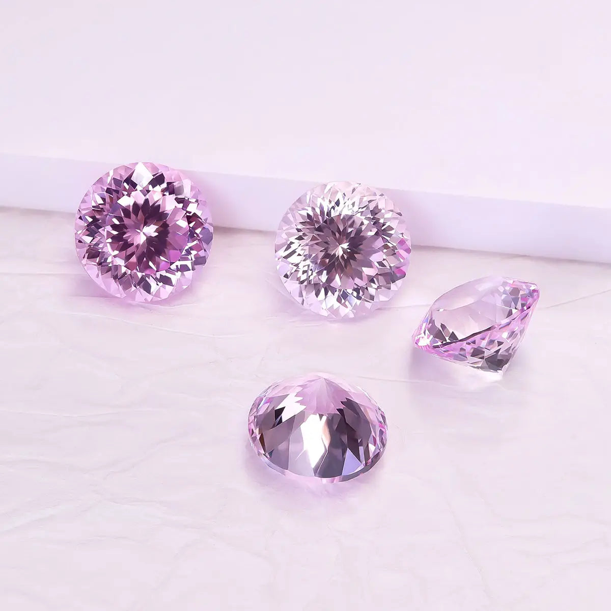 Round 100-Facet Precision Cut Pink Sapphire Corundum Loose Gemstone