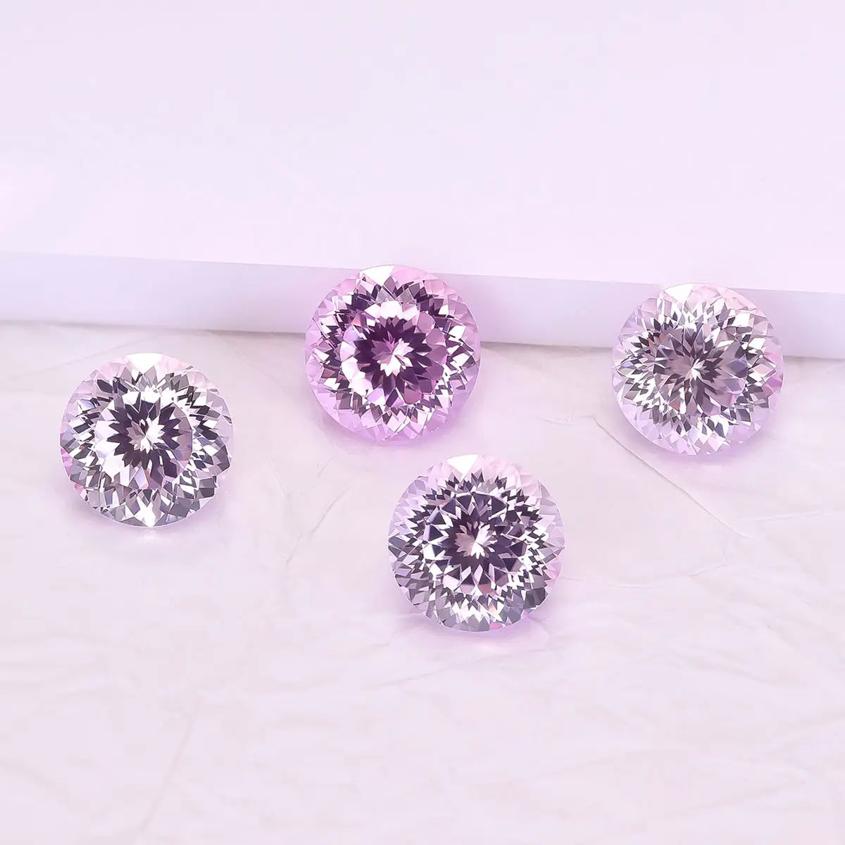 Round 100-Facet Precision Cut Pink Sapphire Corundum Loose Gemstone