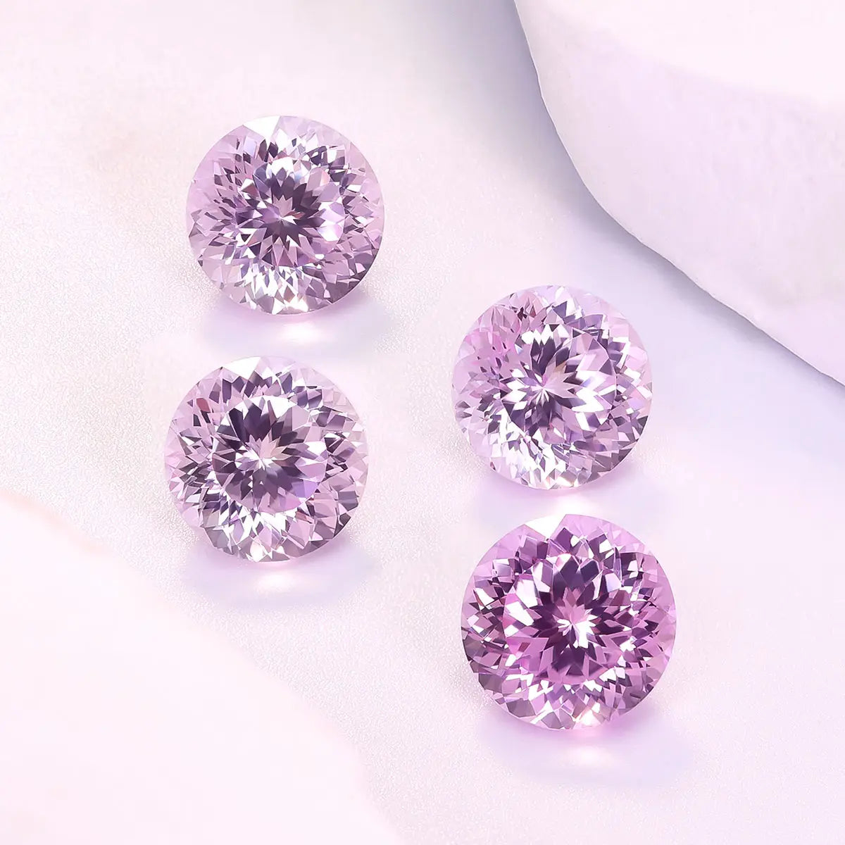 Round 100-Facet Precision Cut Pink Sapphire Corundum Loose Gemstone