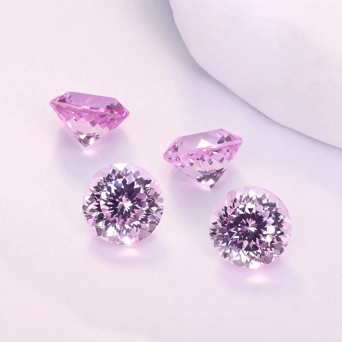 Round 100-Facet Precision Cut Pink Sapphire Corundum Loose Gemstone