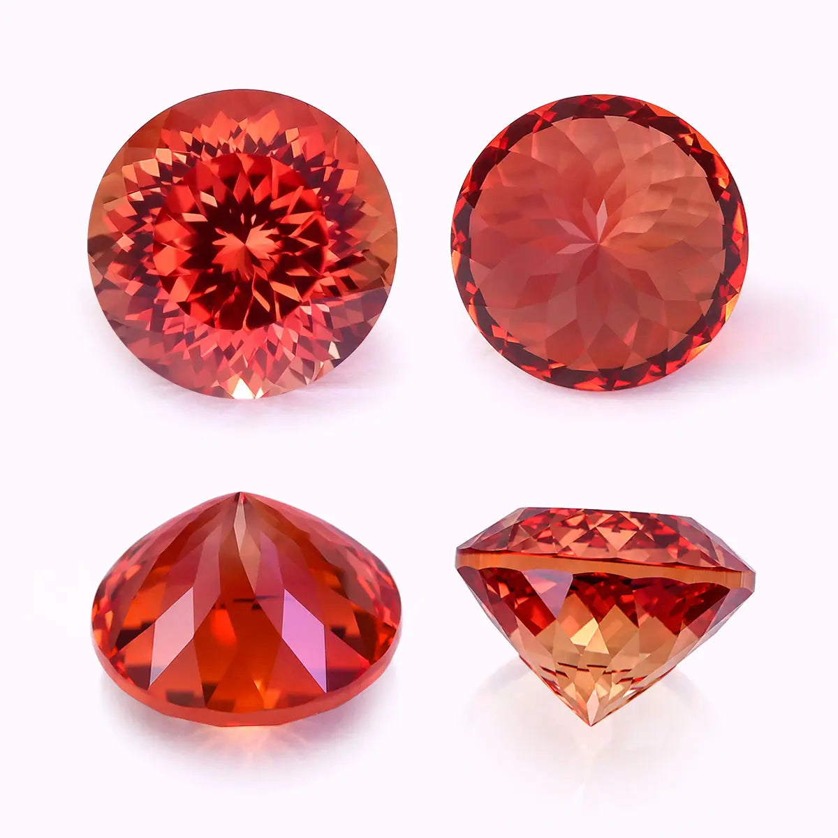 Round 100-Facet Precision Cut Fanta Orange Sapphire Corundum Loose