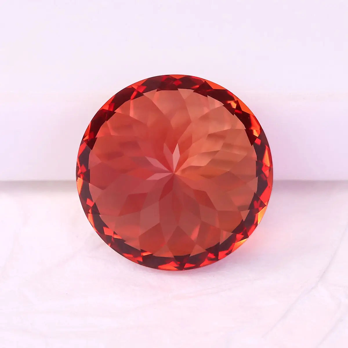 Round 100-Facet Precision Cut Fanta Orange Sapphire Corundum Loose