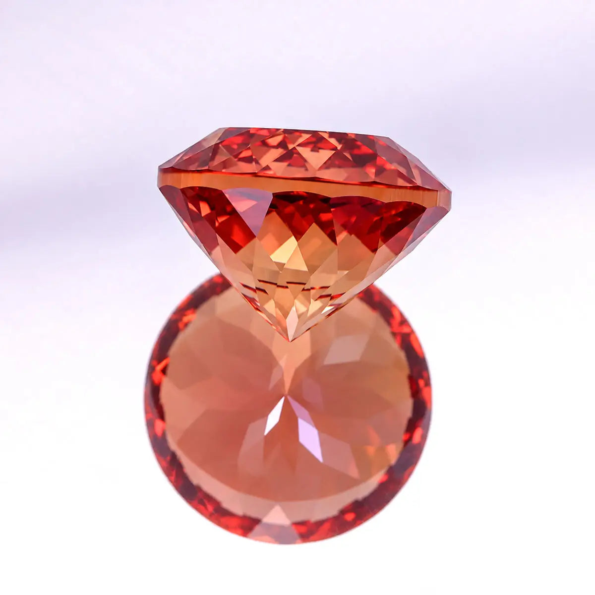 Round 100-Facet Precision Cut Fanta Orange Sapphire Corundum Loose