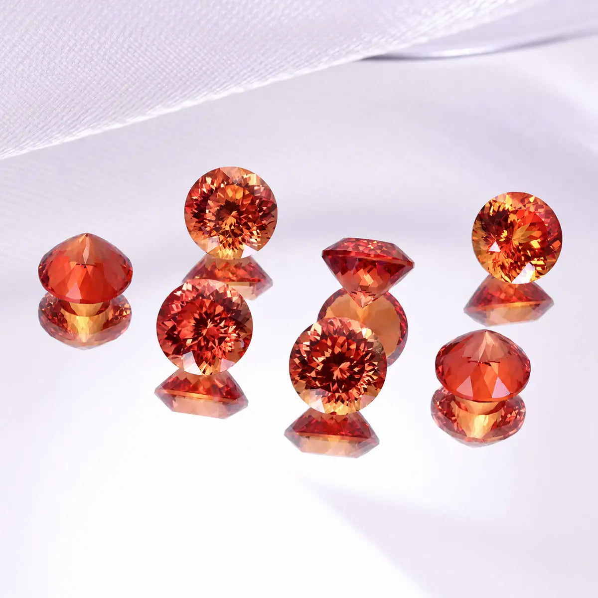 Round 100-Facet Precision Cut Fanta Orange Sapphire Corundum Loose