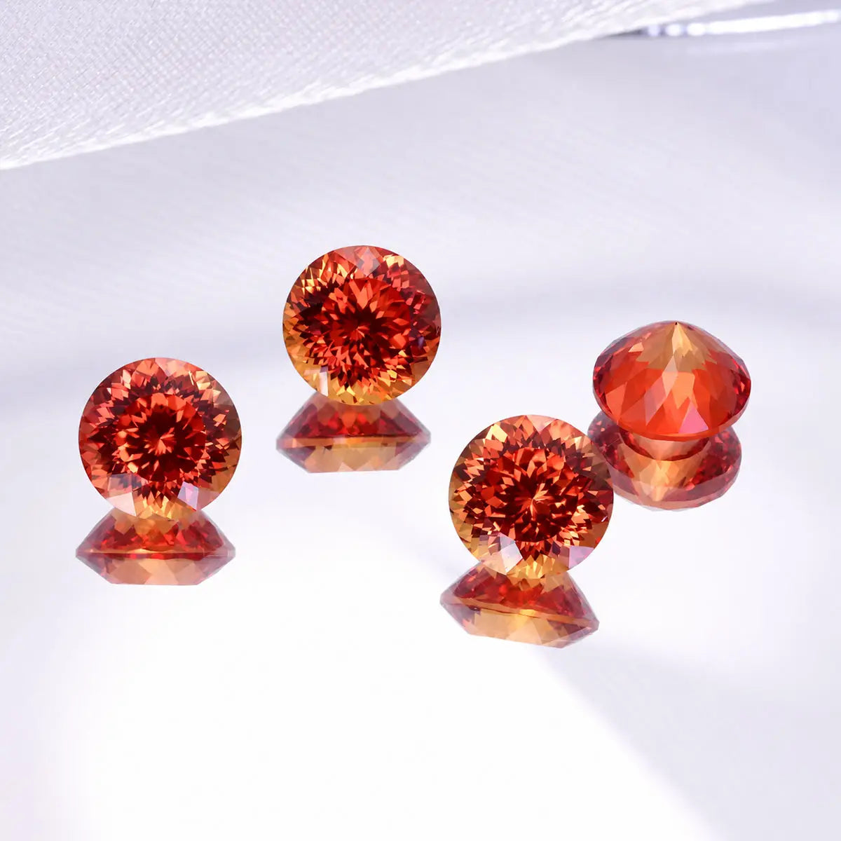 Round 100-Facet Precision Cut Fanta Orange Sapphire Corundum Loose
