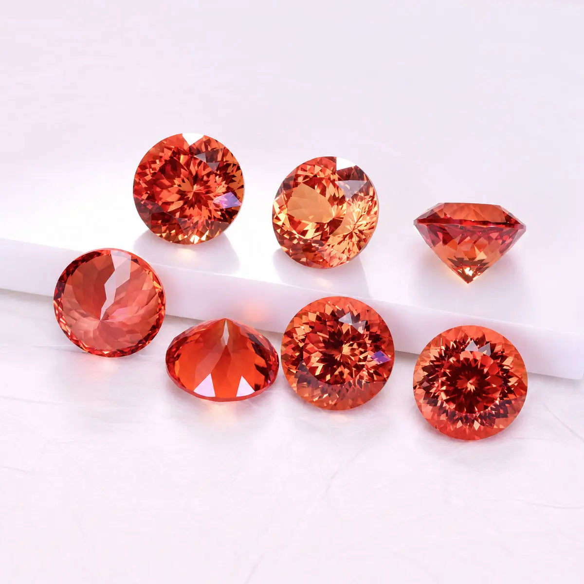 Round 100-Facet Precision Cut Fanta Orange Sapphire Corundum Loose