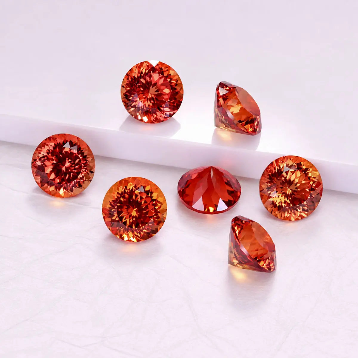 Round 100-Facet Precision Cut Fanta Orange Sapphire Corundum Loose
