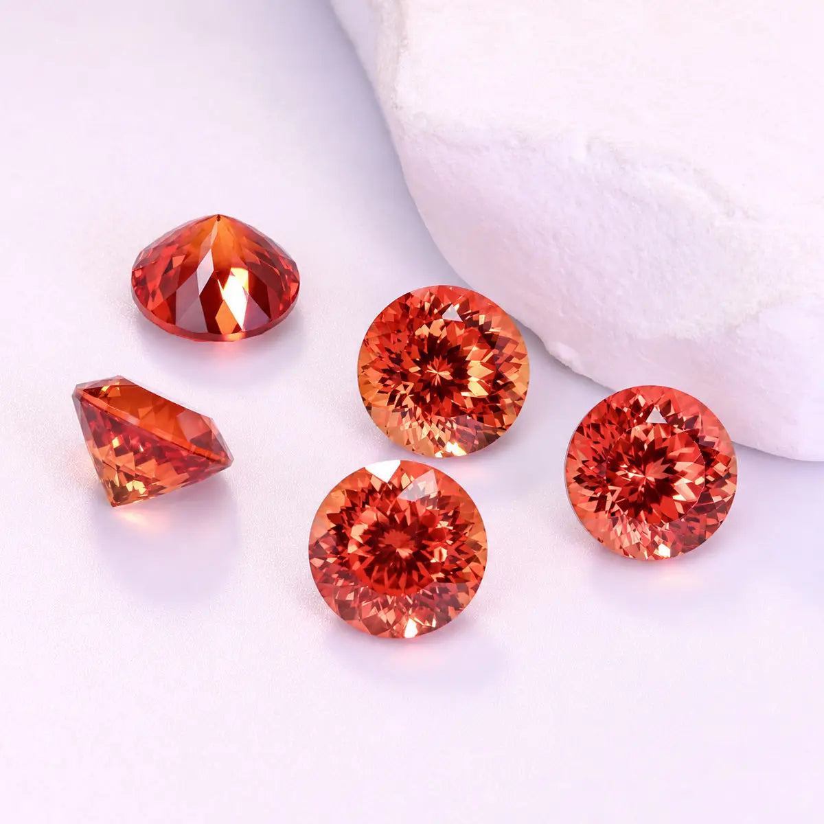 Round 100-Facet Precision Cut Fanta Orange Sapphire Corundum Loose
