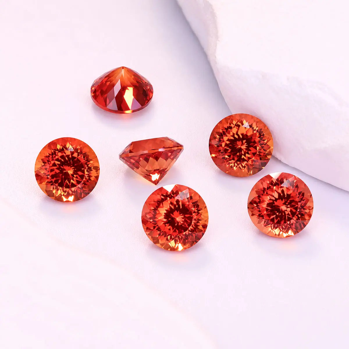 Round 100-Facet Precision Cut Fanta Orange Sapphire Corundum Loose