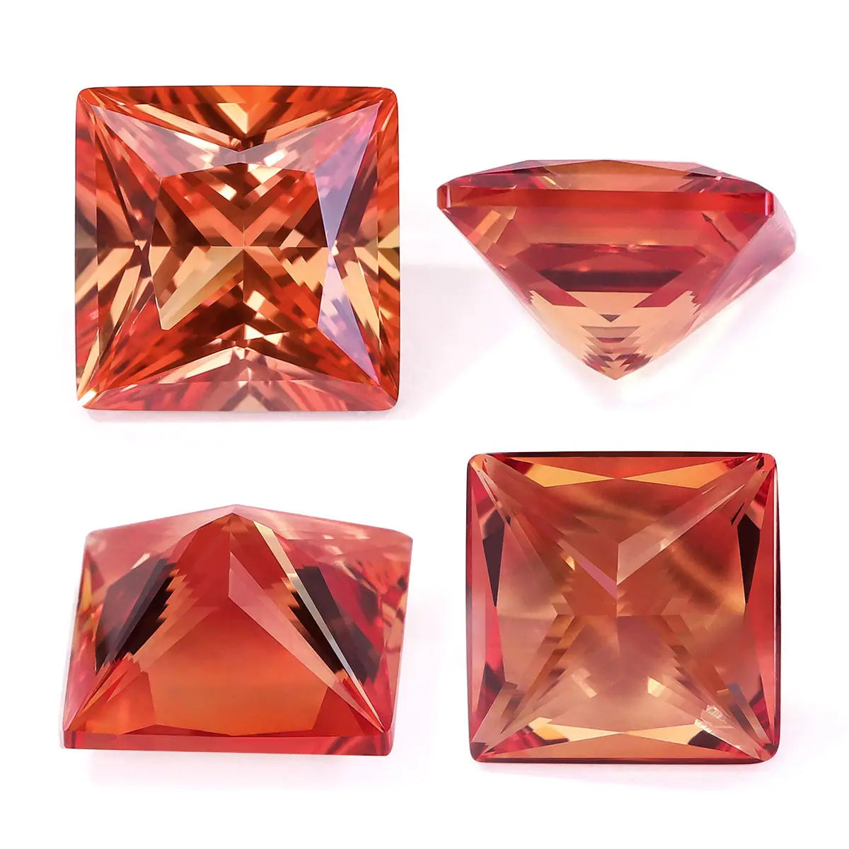 Princess Cut Fanta Orange Spessartite Garnet Loose Gemston