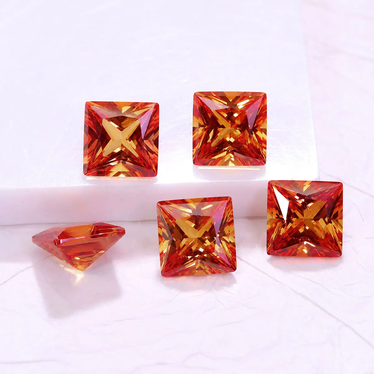 Princess Cut Fanta Orange Spessartite Garnet Loose Gemston