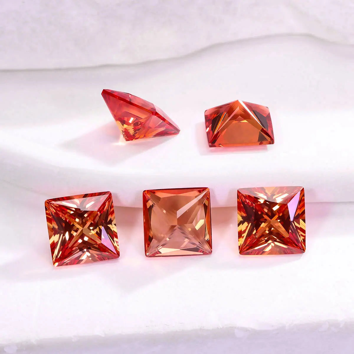 Princess Cut Fanta Orange Spessartite Garnet Loose Gemston